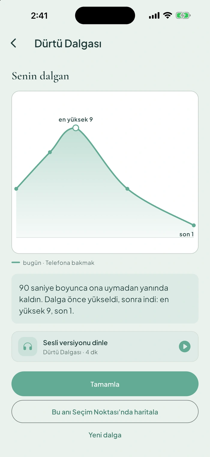Vela — Dürtü Dalgası: Dürtünün gücü dalga gibi değişir