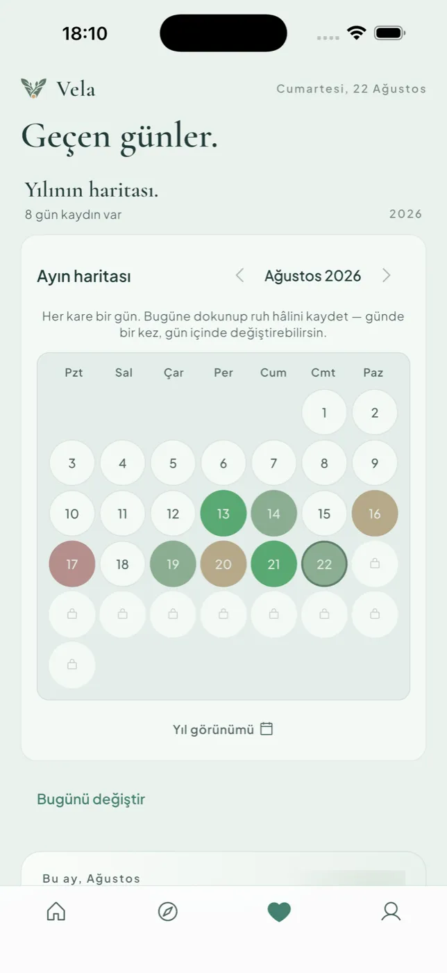 Vela — Duygu ekranı