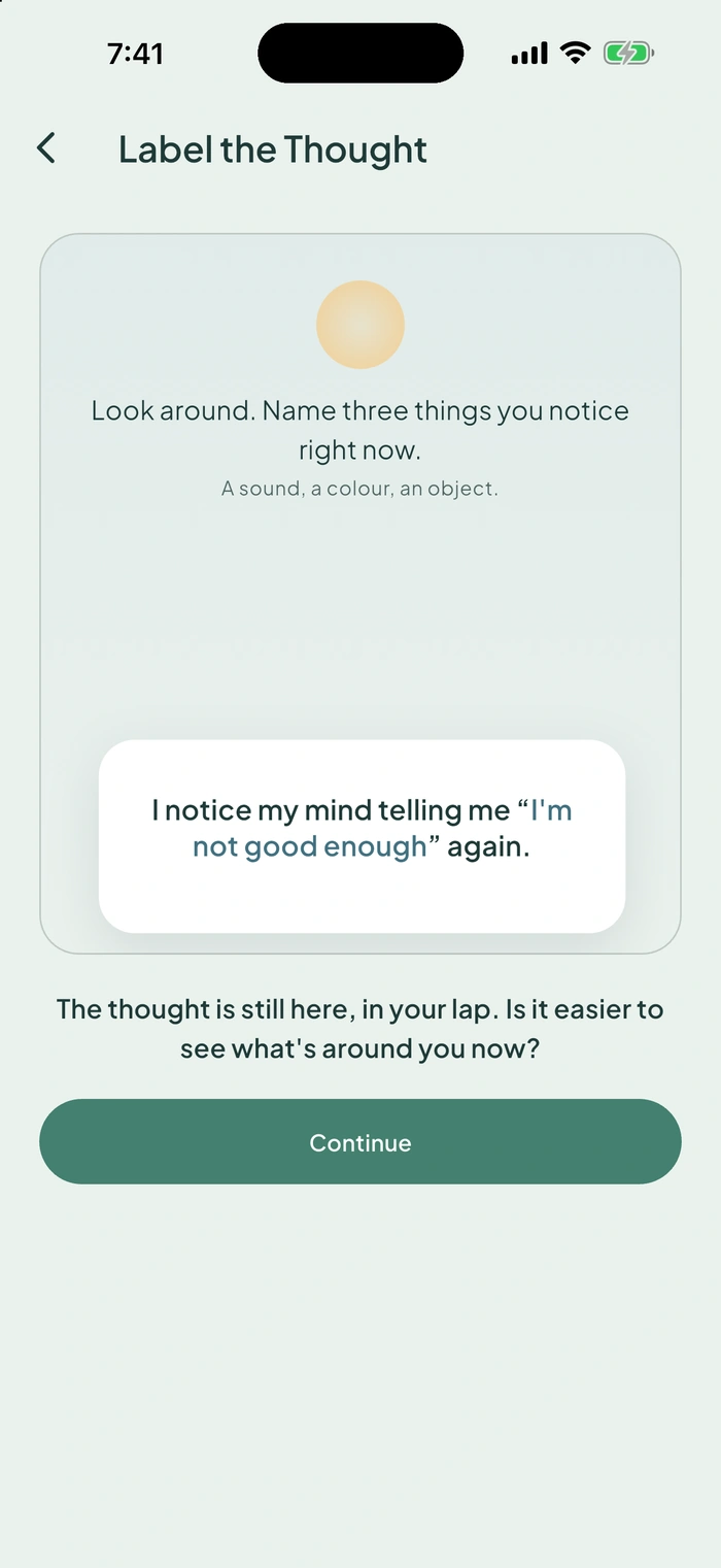 Vela — Label the Thought: Step back from the thought