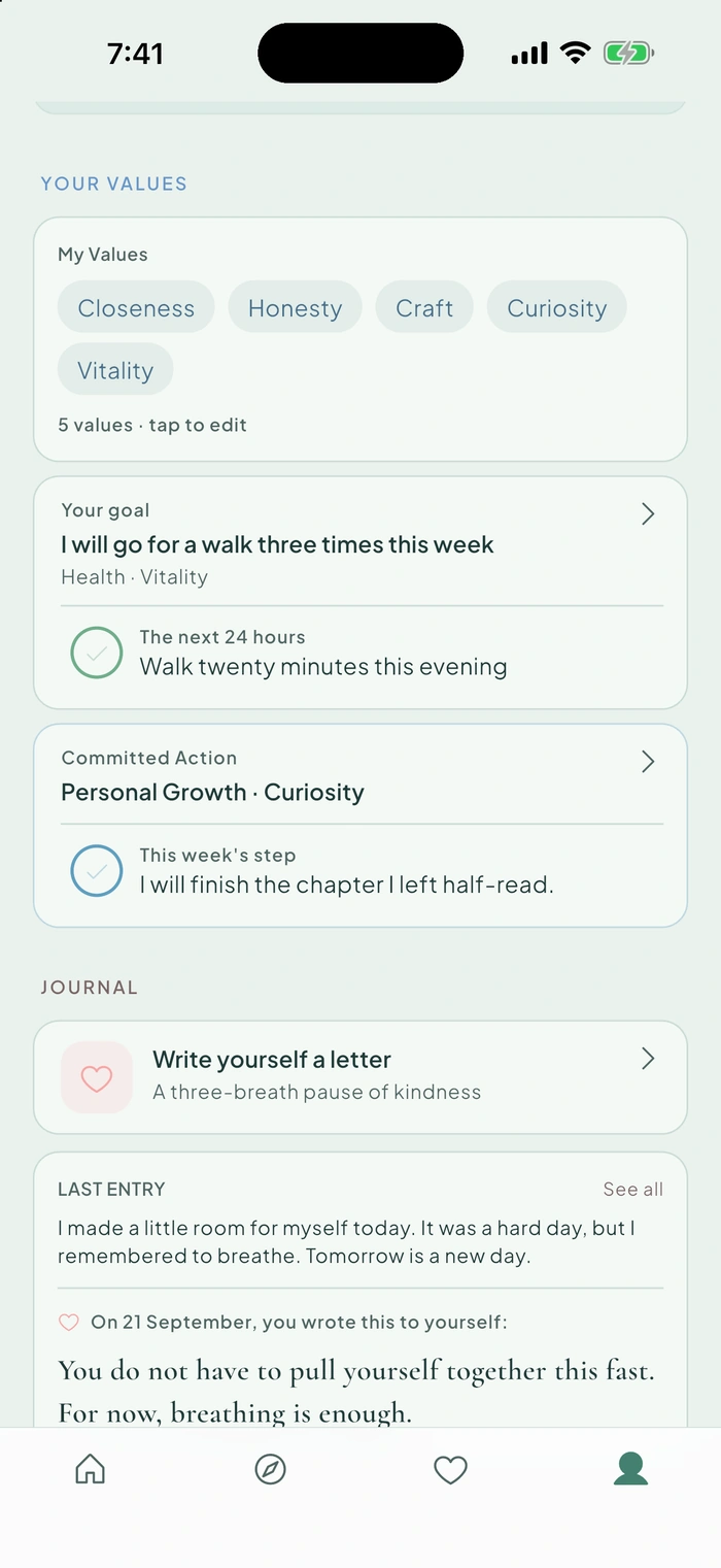 Vela — Your values: From a value to a goal, from a goal to a step